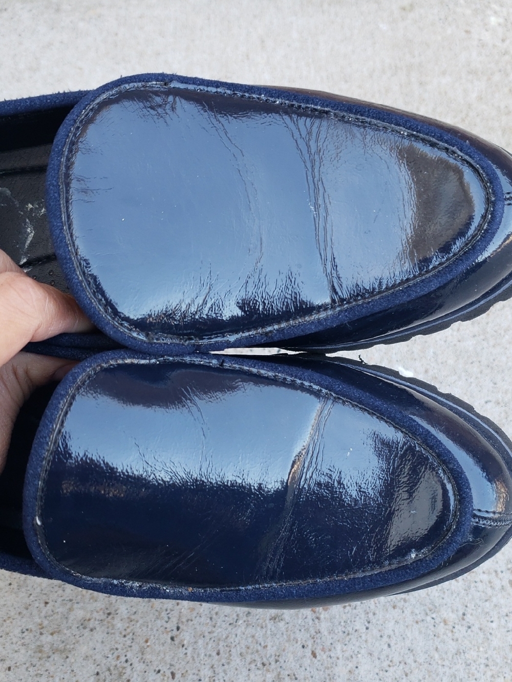 Donald Pliner Eclipse Dark Blue Patent Leather Loafers Shoes Size 6 Old Money - Picture 16 of 16